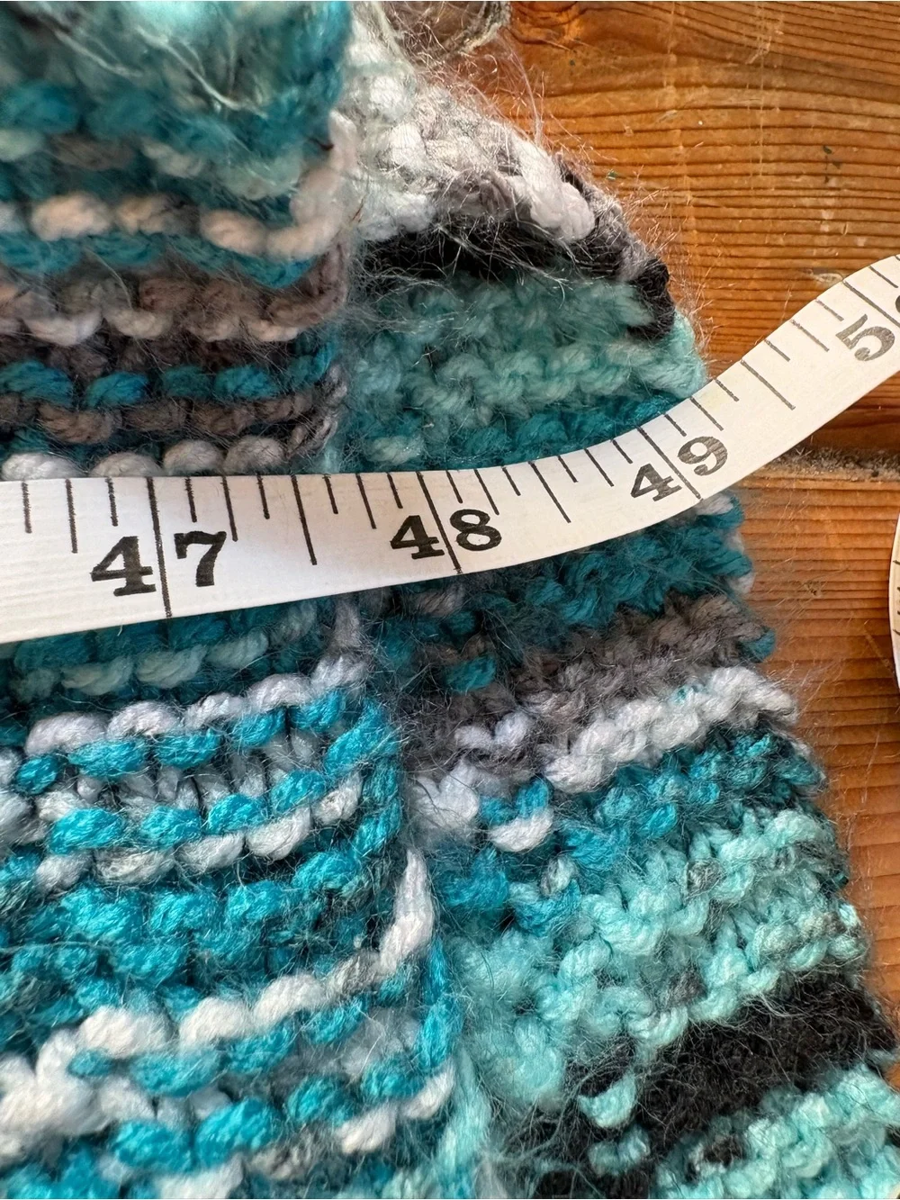 Handmade Striped Crochet Lap Blanket or Shawl in Teal and Charcoal Multicolor